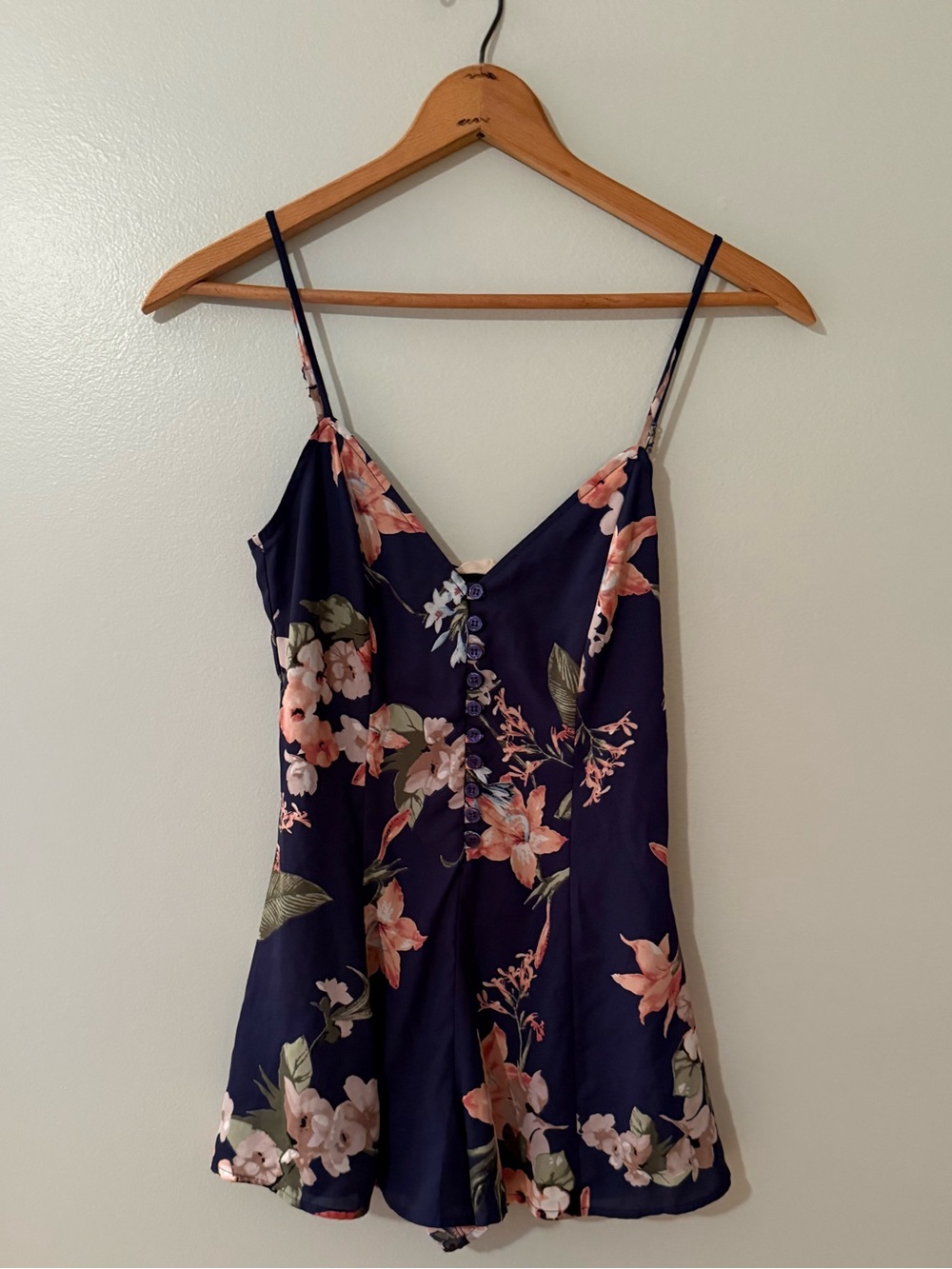 Altar'd State Navy Floral V-Neck Romper